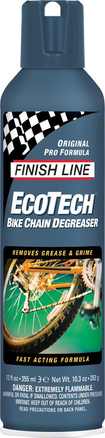 Finish Line EcoTech - Aerosol desengrasante para cadena de bicicleta, 12  onzas